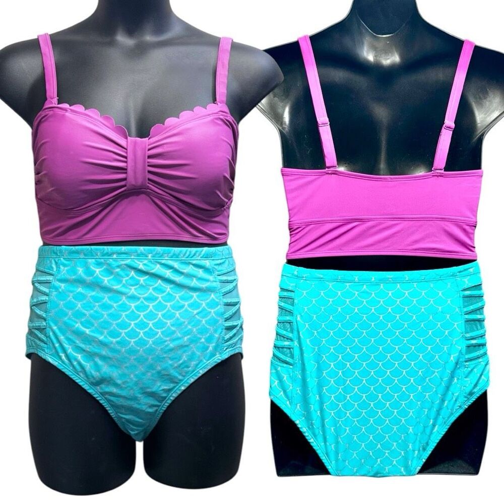 Torrid Disney The Little Mermaid Ariel Purple Wireless Bikini Top & Swim Bottom - Picture 5 of 14